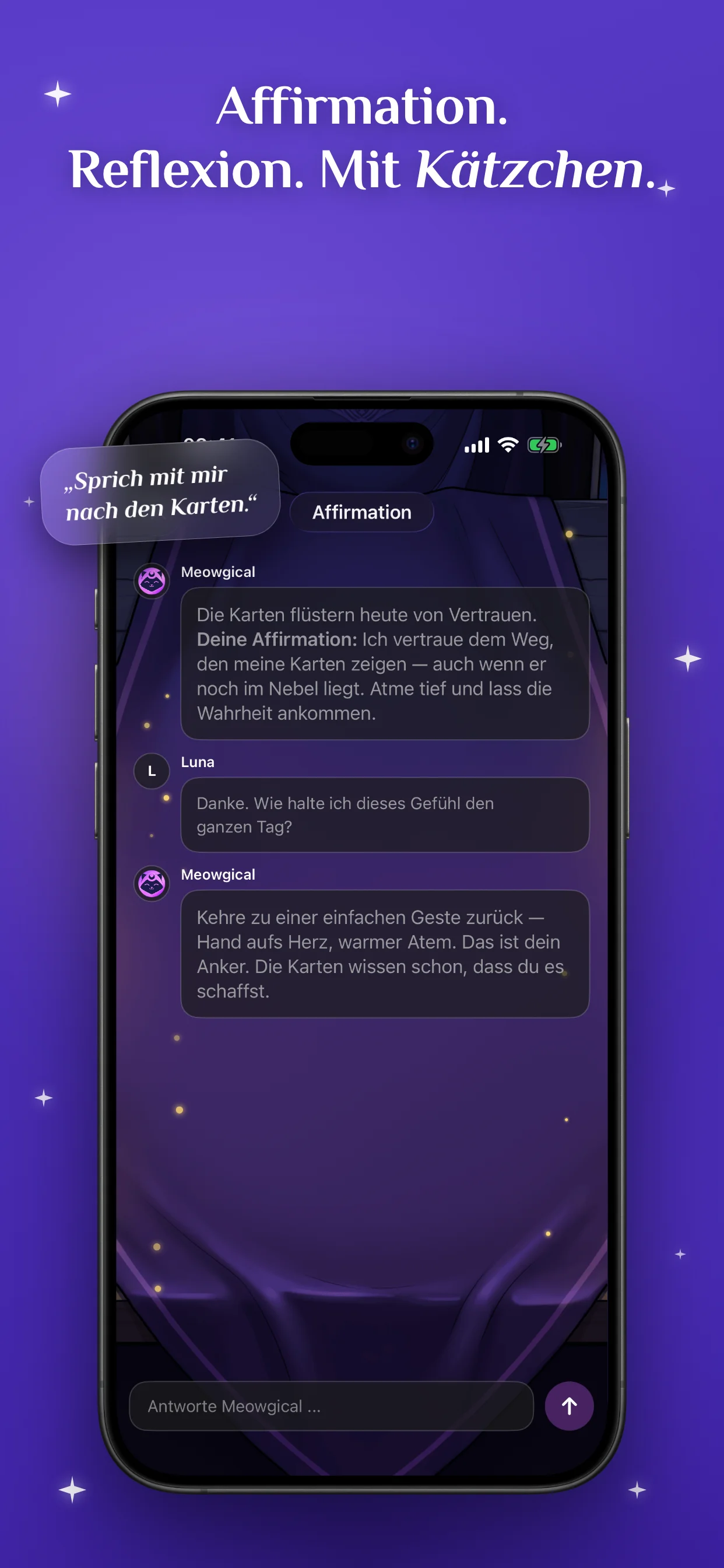 Affirmation. Reflexion. Mit Kätzchen.