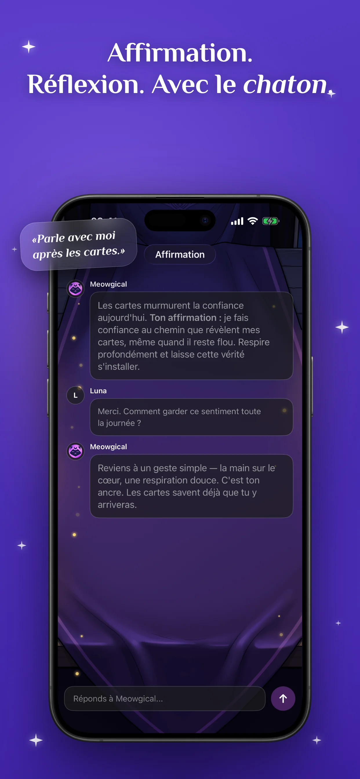 Affirmation. Réflexion. Avec le chaton.