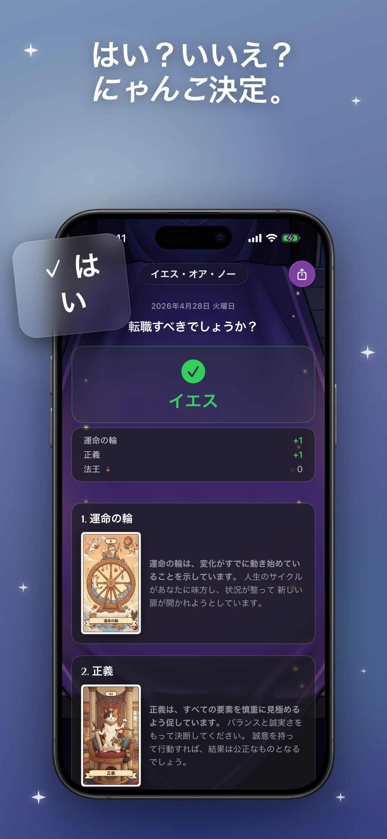 はい？いいえ？ にゃんこ決定。