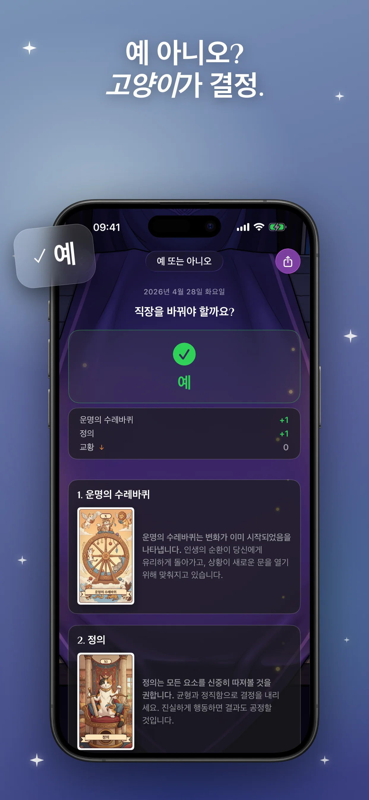 예 아니오? 고양이가 결정.